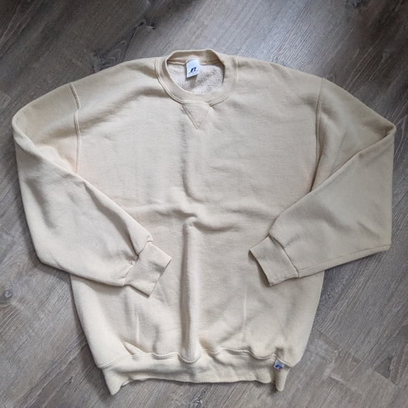 Vintage Russell Athletics Beige Crewneck Sweatshirt Size LT - Picture 1 of 7